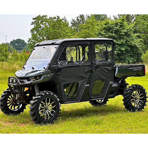 Seizmik framed soft door kit installed on Can-Am Defender MAX UTV