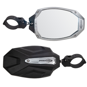 Photon_Mirrors-N Seizmik Photon Side View Mirror with Cast Aluminum Body & Bezel - 2 or 1.875 Inch Round Tube (Pair)